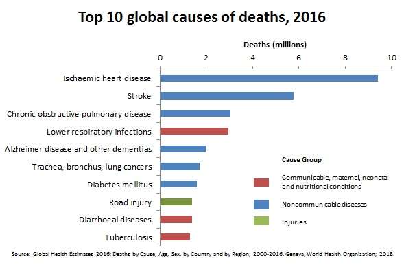 1 1 - 10 دلیل اصلی مرگ و میر افراد در دنیا