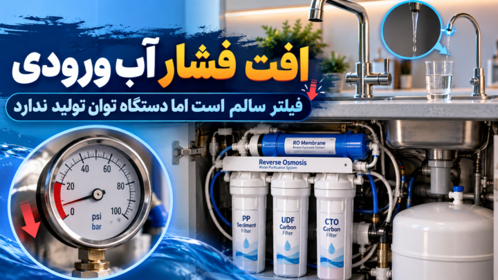 ۲. افت فشار آب ورودی (فیلتر سالم است اما دستگاه توان تولید ندارد)